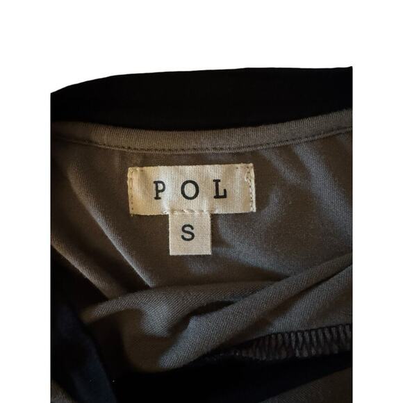 POL NEW Short Sleeve Embroidered Tee Small Olive Green Black Trim T-shirt - Picture 7 of 7
